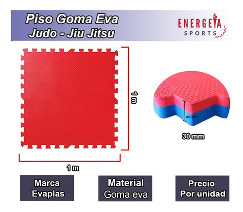 Imagen 2 de 5 de Piso Goma Eva Encastrable 1x1m 30 Mm Tatami Judo B Jiu Jitsu