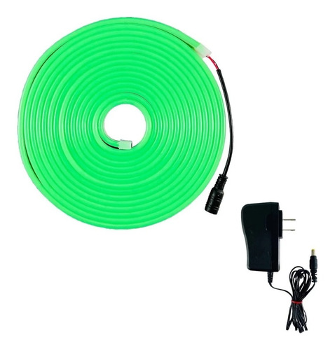 Neon Flex Rollo 5m 12v Ip68 Sumergible Verde Incluye Fuente 