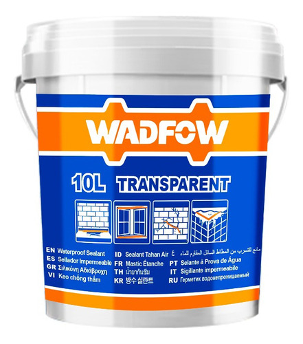 Sellador 10lt Transparente Resistente Al Agua Wadfow Wgq3t10