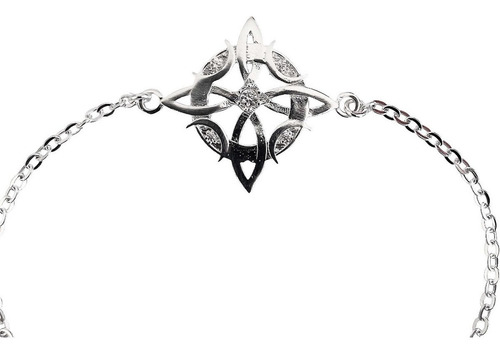 Pulsera Nudo De Bruja Fases Lunares Con Zirconias Plata 925 Diámetro 6 Largo 18