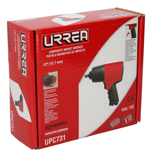 Pistola De Impacto Neumática De 1/2'' Urrea® 510 Ft-lb
