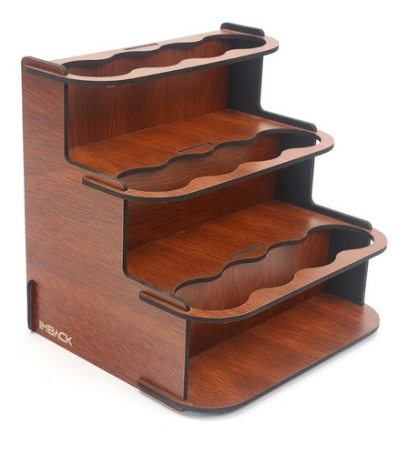Imagen 4 de 4 de Especiero Condimentero Madera Estante Frasco Tapa Doble X12