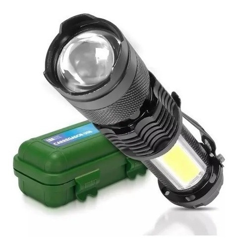 Mini Lanterna Tática Led 3em1 Usb Com Zoom Camping Bike