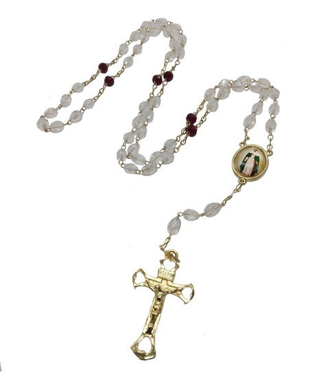 DELL'ARTE Joyero con rosario de cristal de 3 mm color transparente