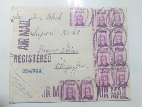 Sobre Registrado Usa Ny A Argentina Multiple Franqueo 1969