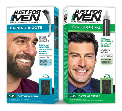 Tintes Just For Men Kit Castaño Oscuro Para Cabello Y Barba 