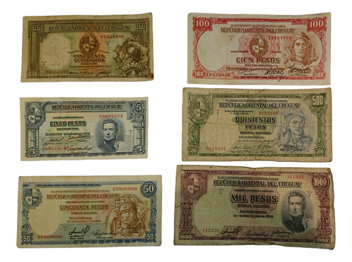 Billetes Uruguay Antiguos X 6