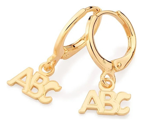 Brincos Rommanel Infantil Argola Abc Pendurado 527194 Cor Dourado