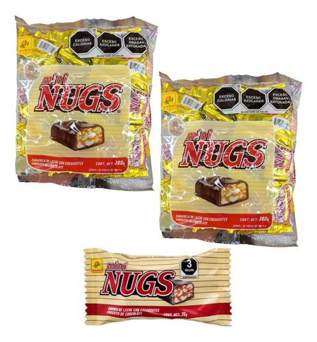 Mini Nugs Chocolate 72pz Con Caramelo Cacahuate De La Rosa E