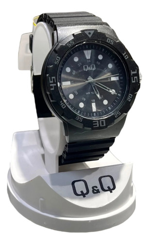 Reloj Q&q Hombre Silicona Negro Sumergible 