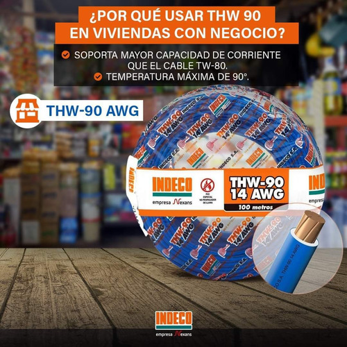 Imagen 6 de 6 de Cable Electrico Indeco Tw80 Thw90 12awg - 14awg ( A Tratar )