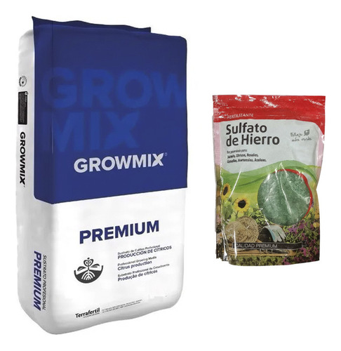 Sustrato Growmix Premium 80lts Sulfato De Hierro Lj 500gr