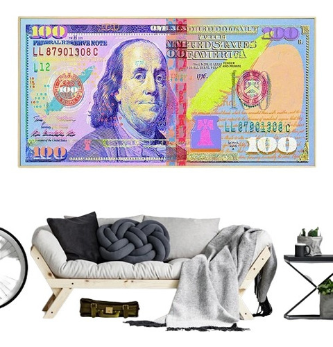 Cuadro Decorativo Dólar Con Marco -100x50cm -unico