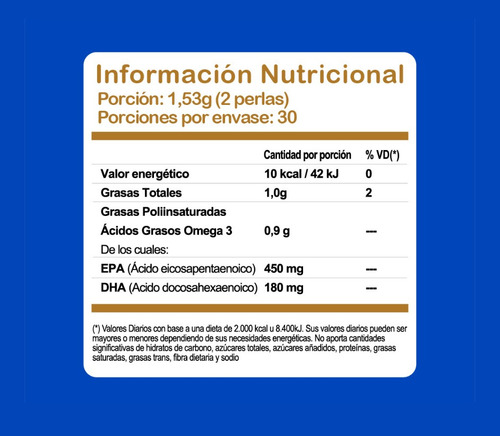 Suplemento Omega 3 Vitalis Navitas X60 Perlas Epa 450 + Dha Sin Sabor