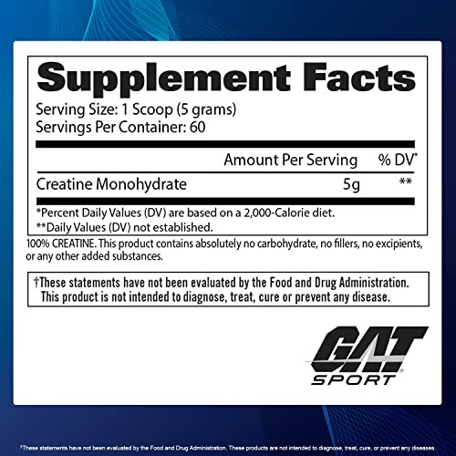 Creatina Monohidratada Em Pó Gat Sport Strength 60 Porções