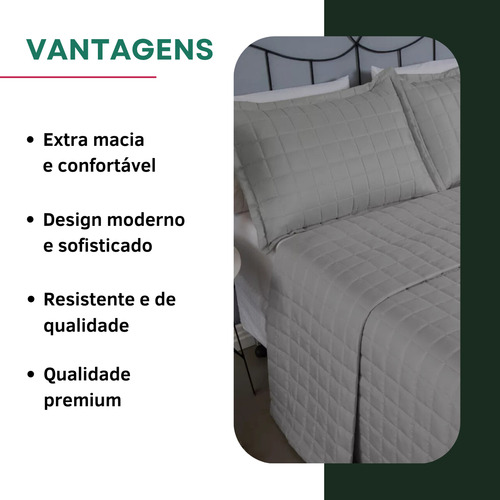 Cobre Leito Colcha 3 Peças Casal Padrão Dupla Face 400 Fios Matelado Toque Suave E Macio Cor Cinza
