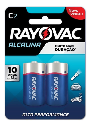 Pilha Rayovac Alcalina C Cilíndrica - kit de 2 unidades