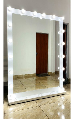 Espelho Camarim 1m85 X 1m35 Com Rodinhas + Kit Fiação Cor Branco