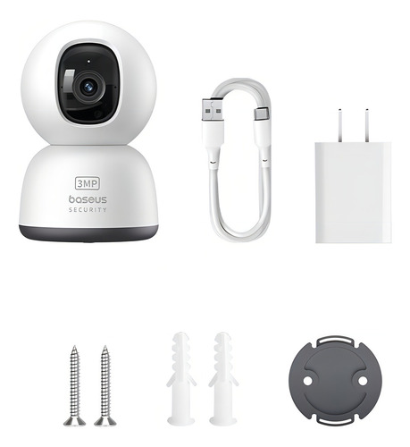 Cámara de seguridad para interiores 3MP WiFi Baseus P1 Lite Detección de movimiento y notificaciones Alarma de Luz y Sonido Audio bidireccional Control por Voz compatible con Google y Alexa