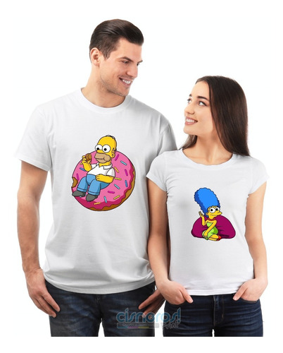 Duo Playeras Simpson Homero Marge Chibi Todas Las Tallas