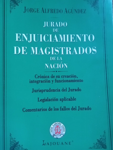 Jurado Enjuiciamiento Magistrado Ver Descripción (Usado)