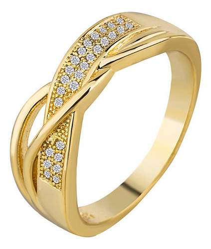 Anillo De Diamantes Para Mujer, Chapado En Oro Amarillo De 1