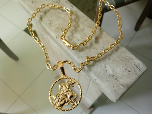 Corrente Cartier + Pingente De Moeda C/ Banho Ouro Dellicato