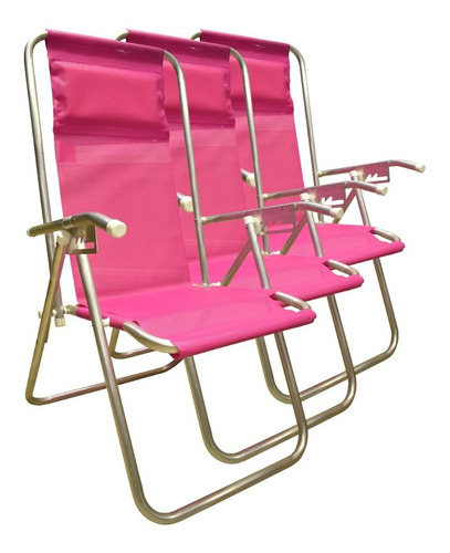 Imagen 1 de 9 de Reposera Aluminio Alta Reforsada Kit X3- Disentino®