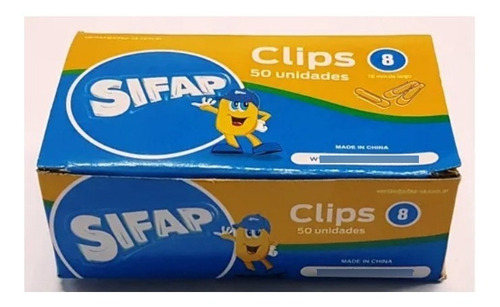 Clips Sifap N° 8 X 50 Unidades - 78 Mm De Largo Color Gris