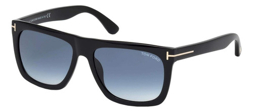 Anteojos De Sol Tom Ford Tf513 Talle Standard Armazón Negro Y Lente Degradado Azul
