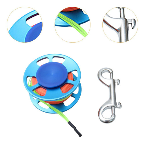 Carrete De Buceo Portátil, Carrete De Buceo Con Clip Azul