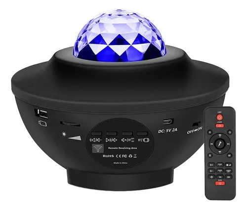 Lámpara Proyector Galaxia Luz Nocturna Bluetooth Cielo Negro