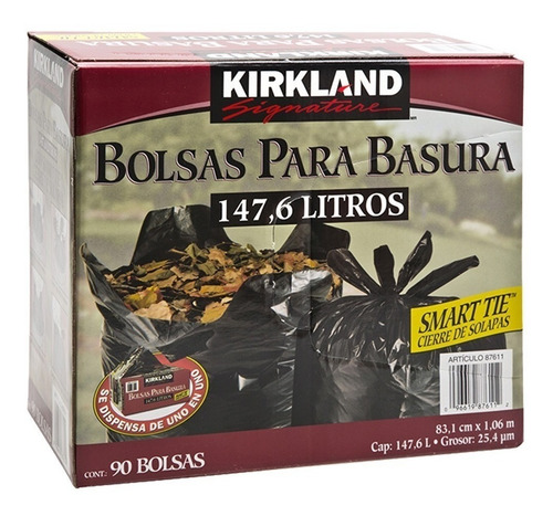 Kirland Signature, Bolsas Para Basura De Plástico 90 Piezas Color Negro