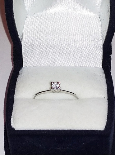 Anillo Solitario Compromiso Plata Y Zirconia