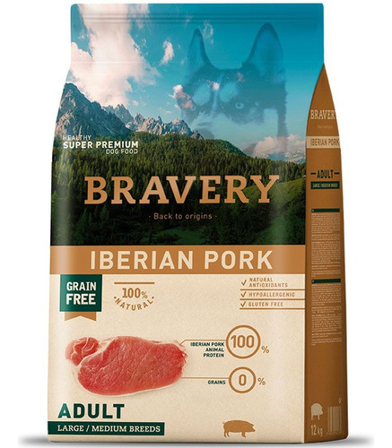 Bravery Iberian Pork Adult Large/medium Breeds 4kg /  Gratis