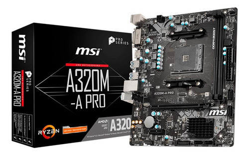 Placa Mãe Msi A320m-a Pro Amd Am4 Matx 2xddr4 Cor Preto