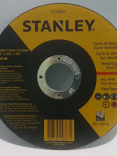 Discos De Corte 4.5x1.0 Stanley 