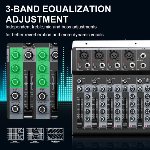 Mx6 Canal 99 Dsp Efeito Mixer Record Pc 48v Phantom Power