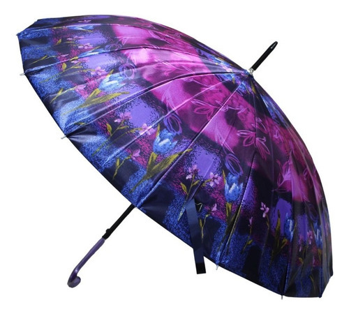 Paraguas Plegable 16 Varillas 79cm Colores Automático Color Rosa oscuro
