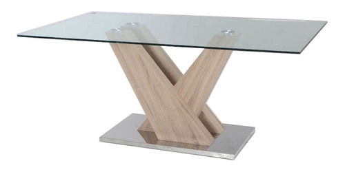 Mesa De Comedor Rectangular De Vidrio Madera - Vanna 200x100