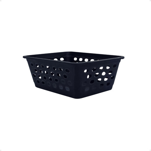 Set X10 Canastos Organizadores Plasticos Chicos 16x12x6 Cm Negro