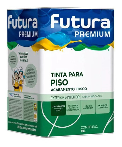 Tinta Piso Futura Premium 18l Cores Base Agua 