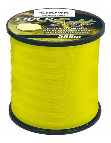 Linha Mono Crown Fiber Soft Yellow 0,43 mm 37 libras/16,8 kg - 500 m