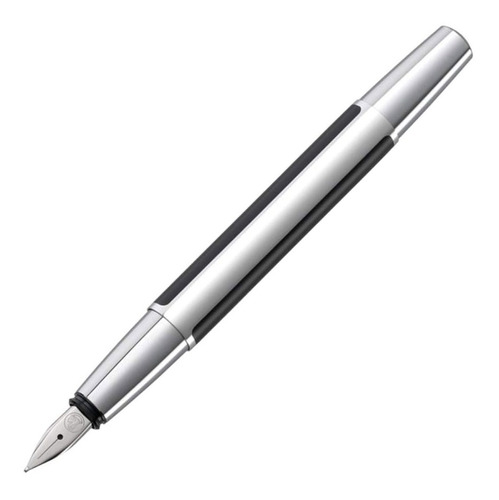 Pluma Pelikan P40 Pura Negro Plata  Medio (m)