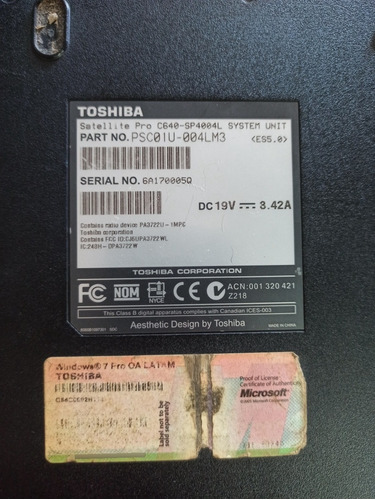 Toshiba Satelite Pro C640 Para Repuesto