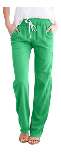 Pantalones Q Para Mujer, Casual, Ancho, Cintura Elástica, Ho