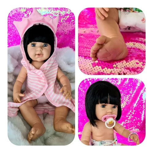 Boneca Tipo Bebe Reborn Realista + Kit Acessórios 14 Ítens no Shoptime