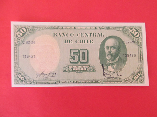 Billete Chile 50 Pesos Firmado Molina-ibañez  Año 1961