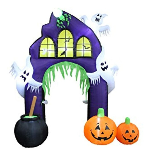 Castillo Inflable De Halloween Con Calabazas Y Fantasmas 9 P