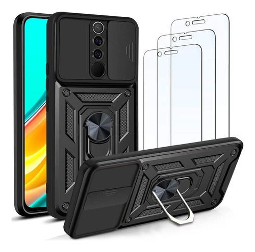 Funda Protección Cámara Deslizante Para Redmi 9 + 3 Mica